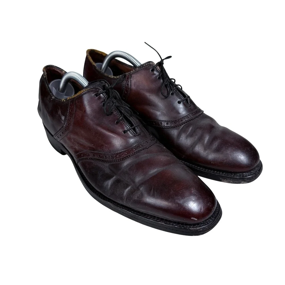 Allen Edmonds Sanford Oxford Shoes Mens 10.5 D Burgundy Leather Wingtip Brogue